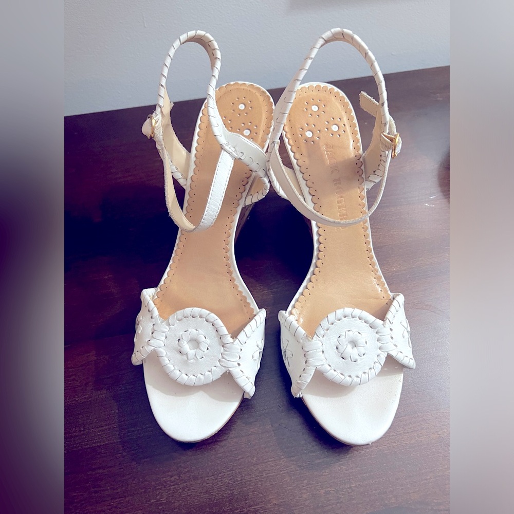 Jack Rogers Wedge Sandal, White. Size 9.5. EUC